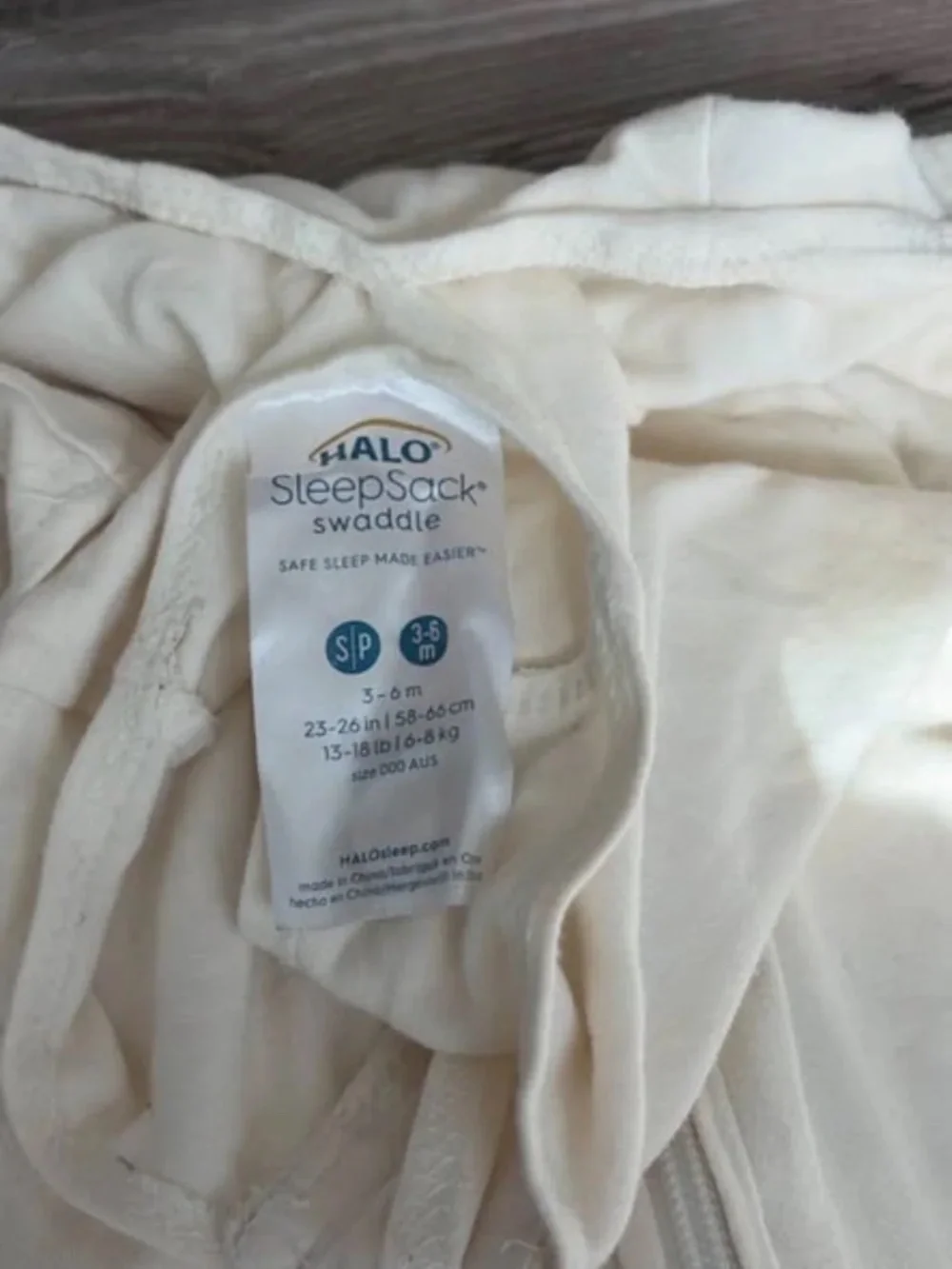 Halo plain cream sleep sack swaddle (3-6M)